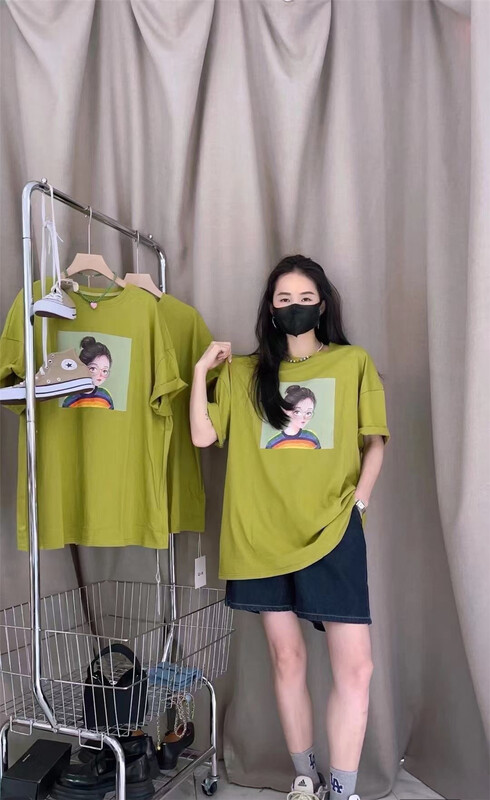 [CC +] Korean pattern versatile short sleeve T-shirt 8379# L