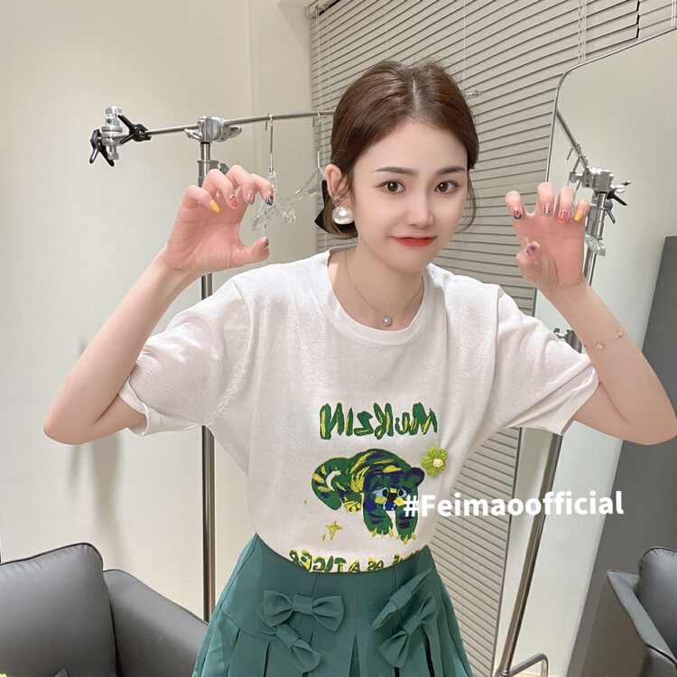 New in early summer! [Feimao Philippine cat] Korean casual printed short sleeve T-shirt ym-1019# LSL