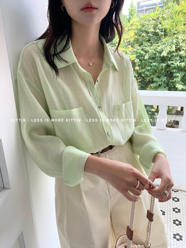 [Kittin] textured double pocket Tencel shirt 8395# XYY