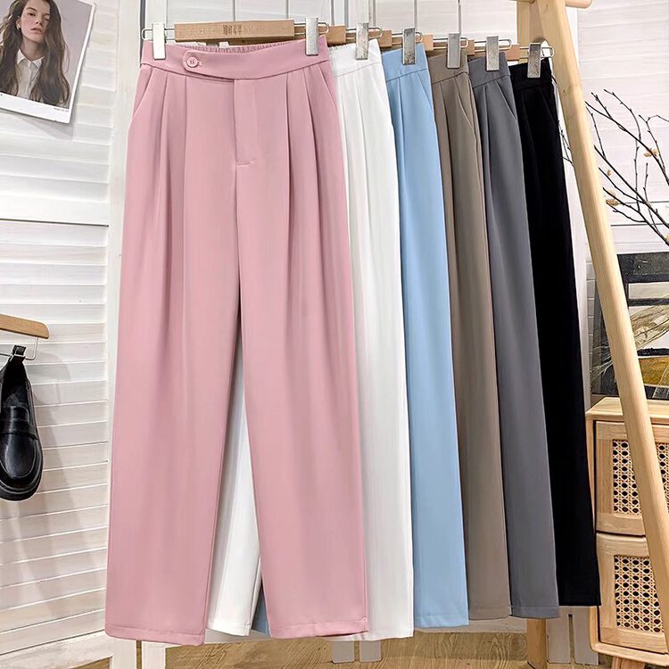 New in early summer! [thousand degrees] fashionable and versatile diagonal buckle semi elastic thin trousers 1839# LSW