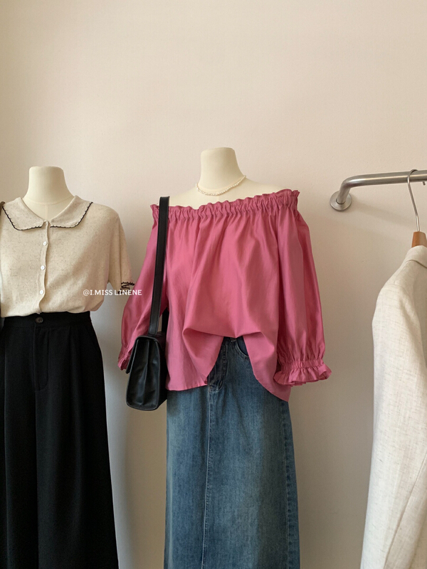 New in early summer! [Imiss] sweet off shoulder versatile blouse (only selling blouses) cx10071# LSW
