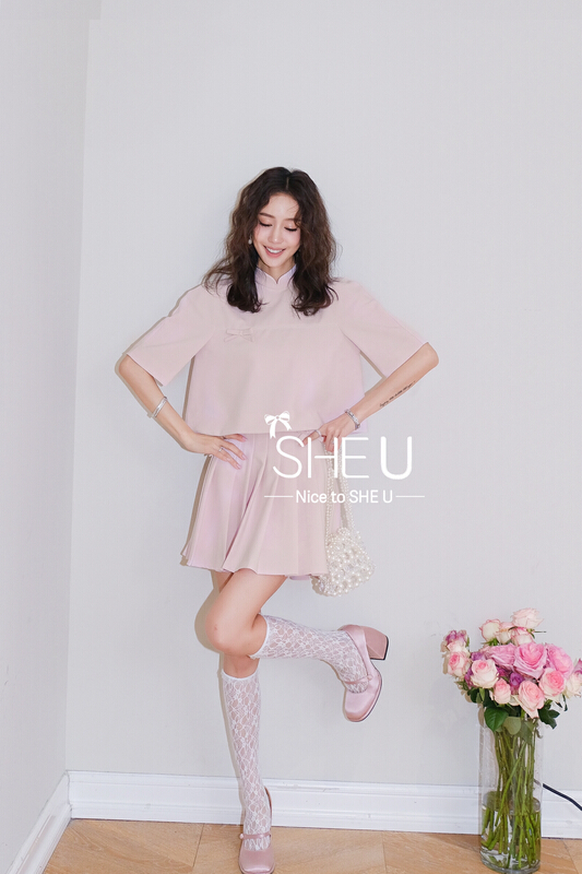 goods in stock! [she u] versatile bowknot pleated skirt c80131# cqw