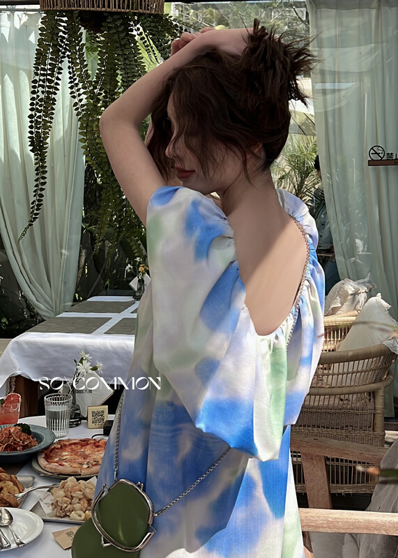 [so common] halo dye design temperament dress 62308# XYJ