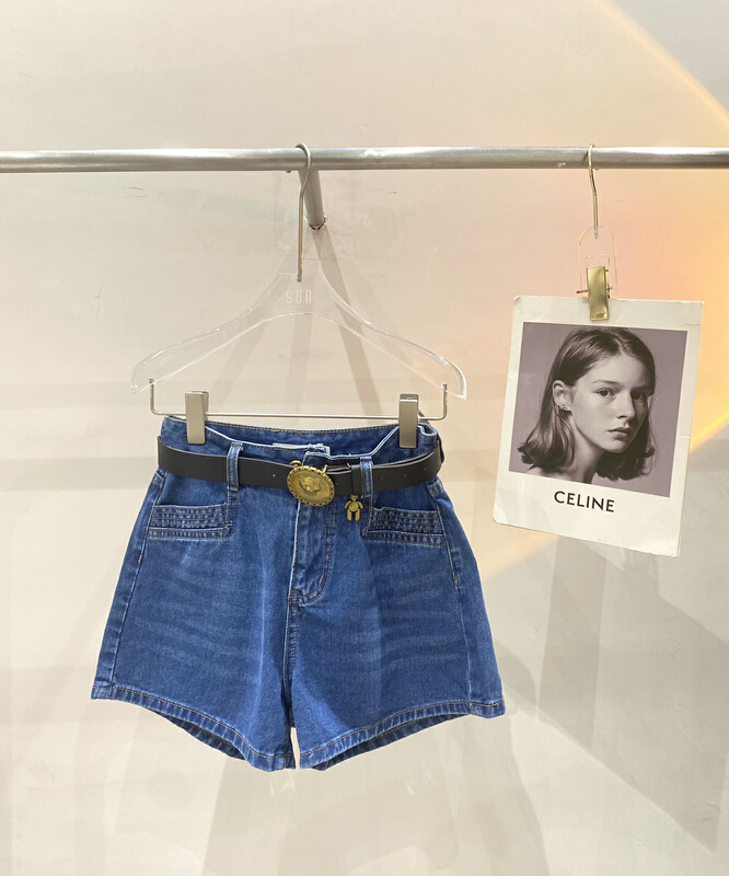 [sun] comfortable and versatile simple denim shorts (with belt) nzk380# lwy