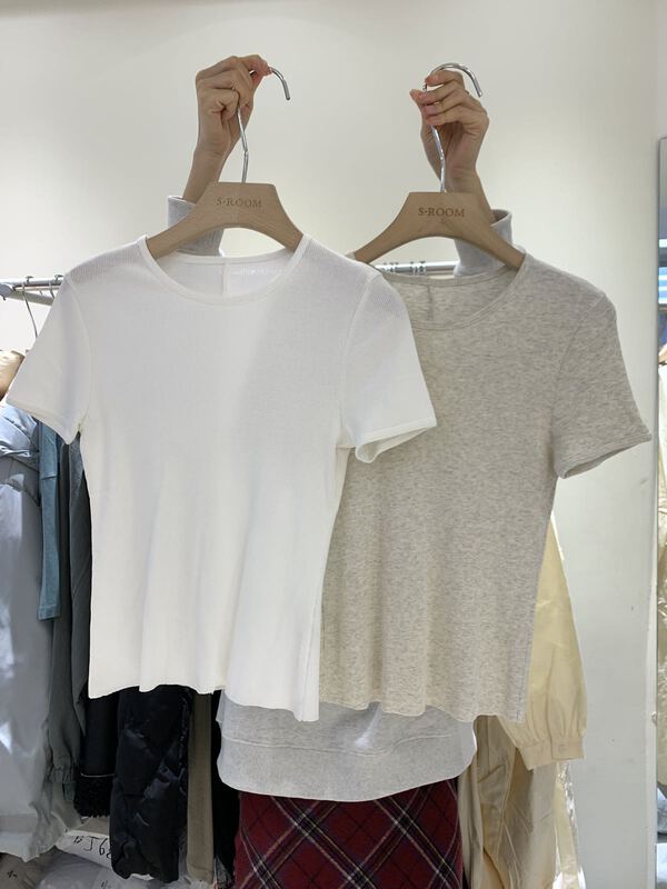 Original price 39.48! New year in early spring! [s.room] slim fit solid color versatile short sleeve T-shirt 8756# LSL