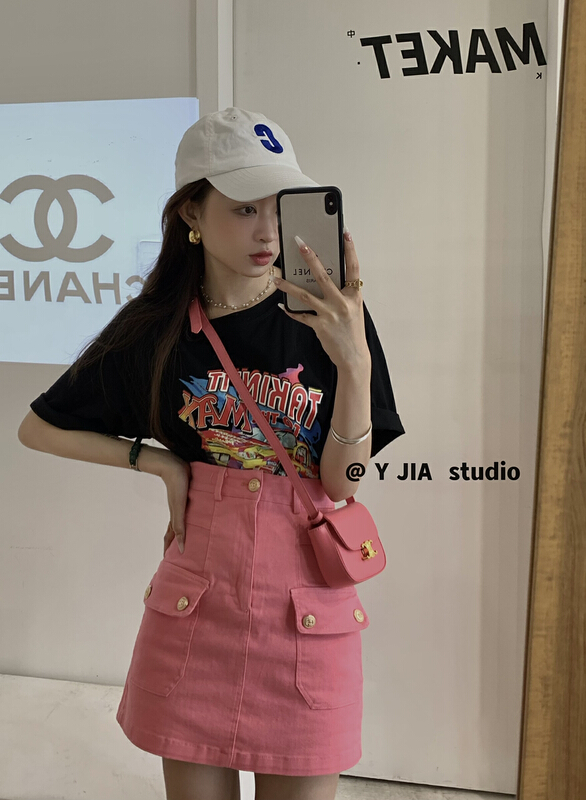 [y.jia Yijia] versatile casual cartoon short sleeve + design half skirt suit ys1-6753# PCZ