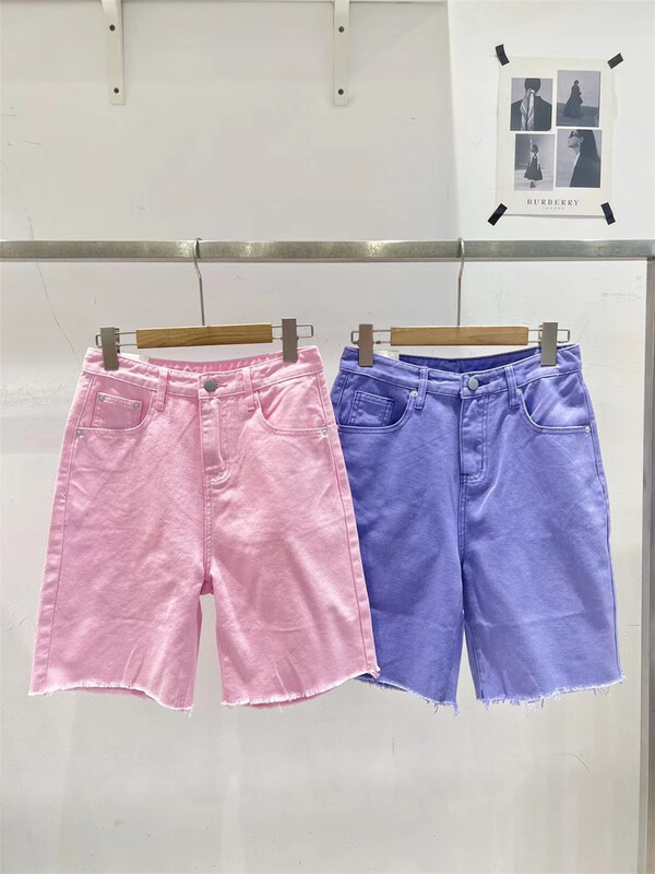 [td] versatile basic solid five point denim shorts l200-267-3# XJ