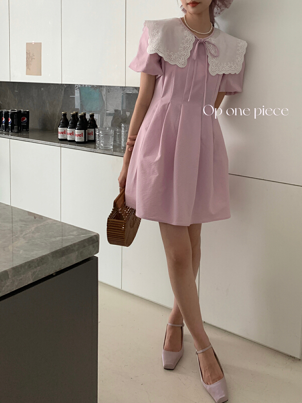 [OP one piece] Korean style gentle dress (detachable collar) op60105# hjy