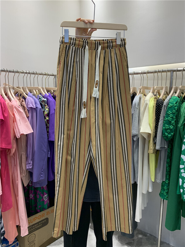 [Yan Zhen] high waist fashion stripe lace up casual pants 51122# PCZ