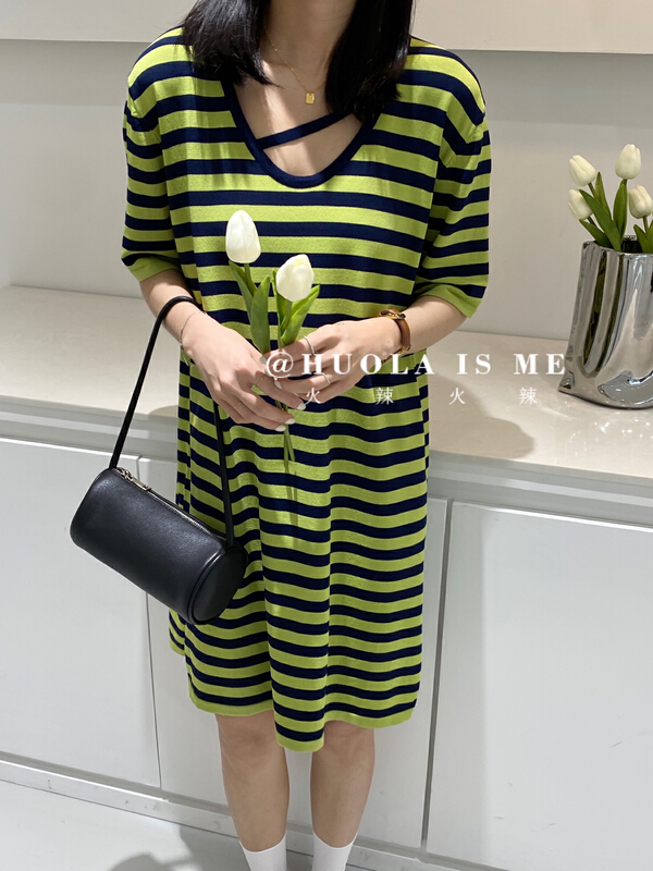 [hot Huola is me] small sexy stripe fashion dress 7575# cqw