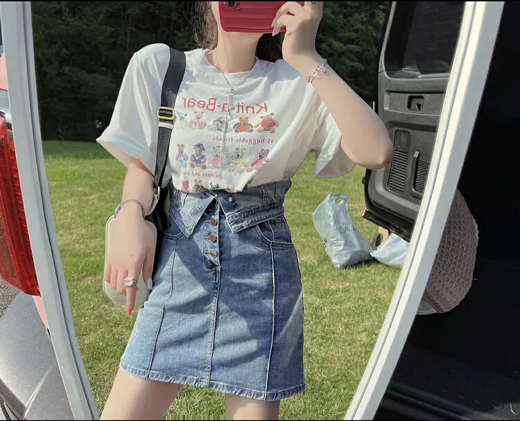 New in early summer! [ruru-clutching 2 store] Korean cartoon printed short sleeve T-shirt 6335# lwy