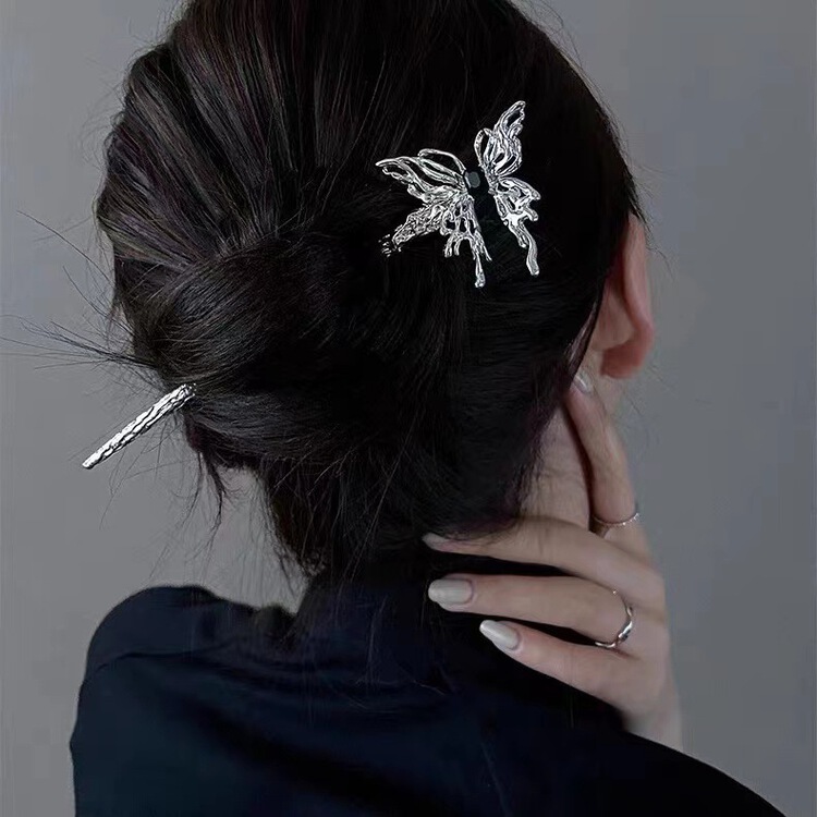 [inside] advanced national style liquid metal butterfly minority design plate hair hairpin headdress t0048# zxl