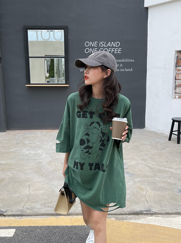 goods in stock! New year in early spring! [misu rice plain] round neck loose print short sleeve T-shirt 2217# ll