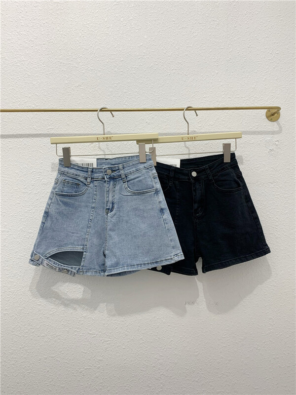 [u.she] hole breaking trend versatile denim shorts 19819# cqw