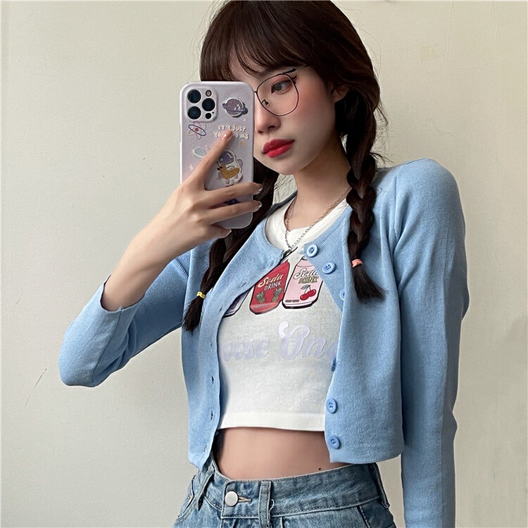 goods in stock! [I do do] Korean soft and versatile knitted cardigan 8102-2# cqw