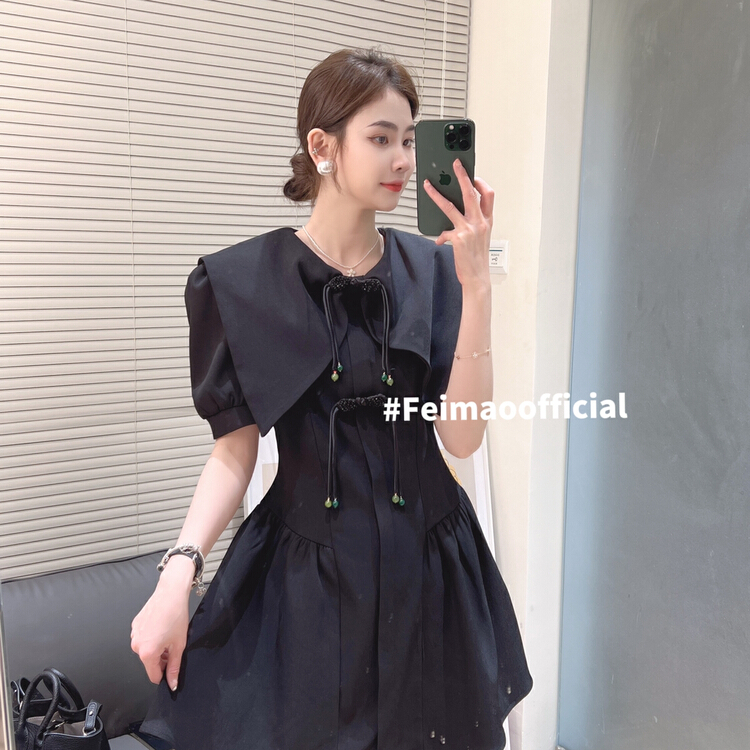 New in early summer! [Feimao Philippine cat] temperament bubble sleeve thin dress ym-7221# LSL
