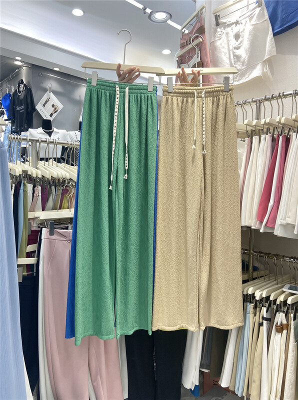 New in early summer! [flower girl] simple personalized letter lace up straight casual pants 435# CLS