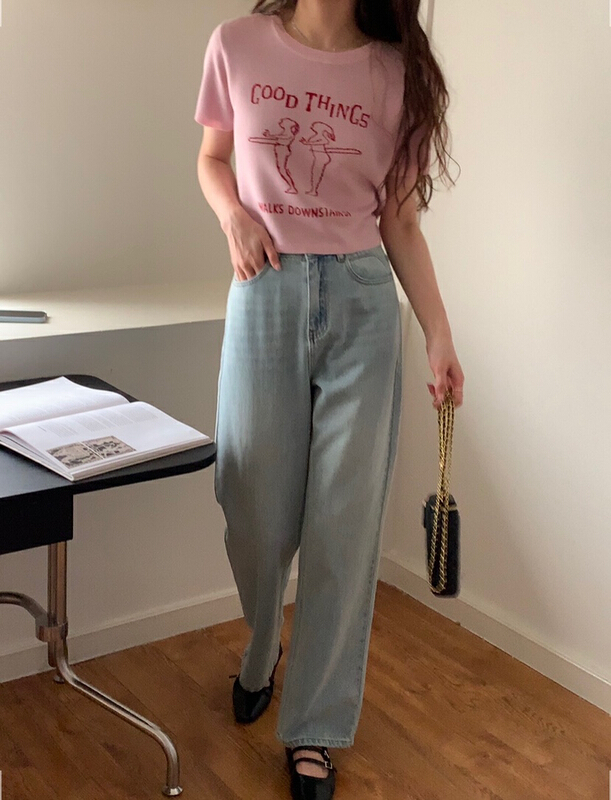 [bluepops] simple and versatile straight jeans a2419# zxl