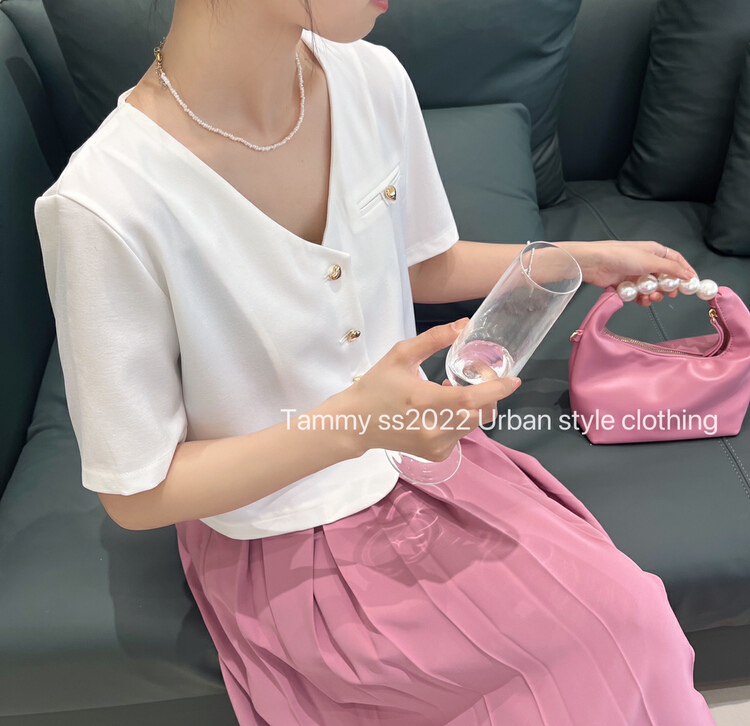 [Tammy] simple solid color Versatile Single breasted shirt 30787# L