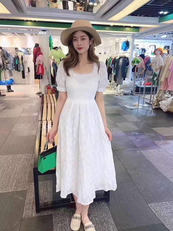 New in early summer! [JH] net red small fragrance bandage Lantern Sleeve Dress 41481# PCZ