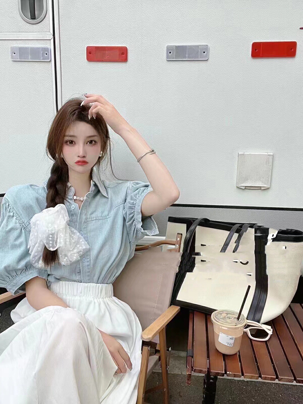 [mi ni] casual bubble sleeve denim jacket + high waist slim skirt suit 1023# PCZ