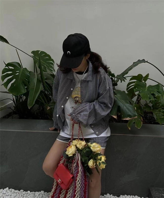 [June 6th] Korean single breasted striped shirt + versatile loose casual Shorts Set 2362# WPL