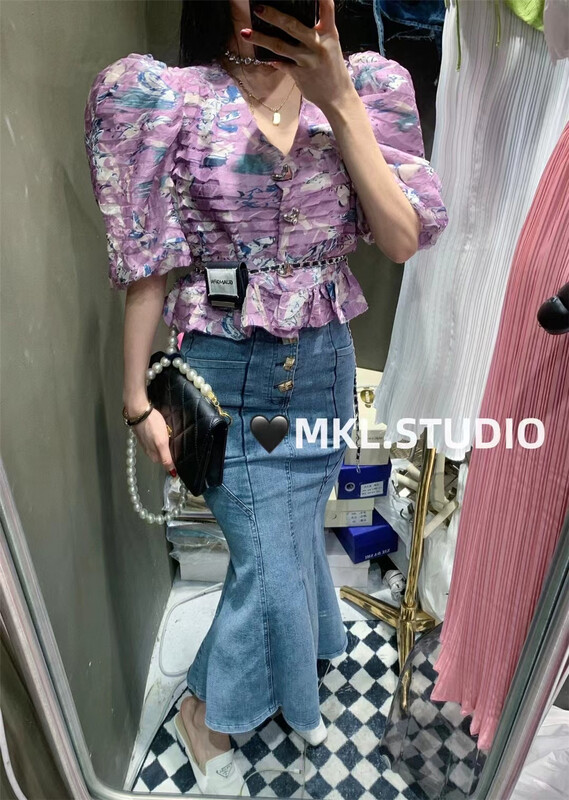 [Mikala] Korean fashion versatile small shirt (excluding necklace) ys1-210# PCZ