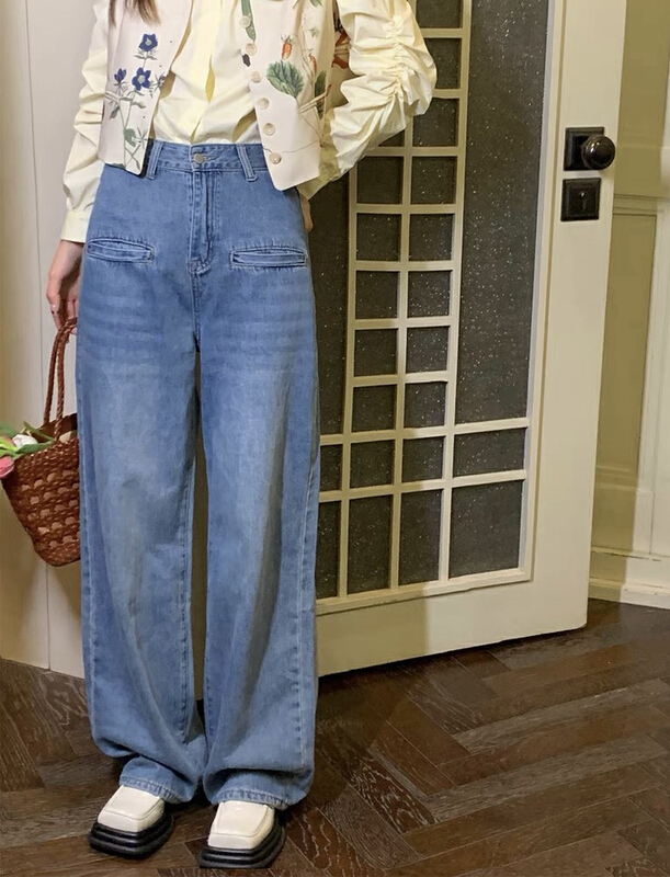 [Jiajia Muli] slim and tall, versatile retro floor mopping straight jeans j8565# L