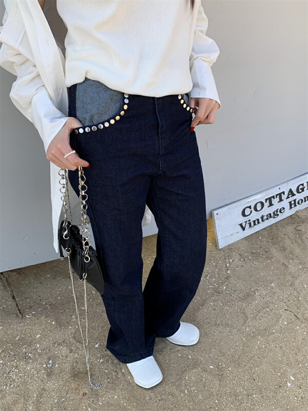 New year in early spring! [9hour] straight leg Korean color matching jeans 902200# zxl