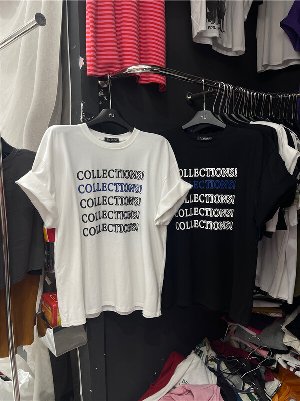 [Yu] personalized letter loose Casual Short Sleeve T-shirt 1273# cqw