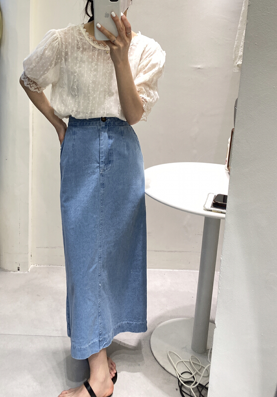 [ISO Korean] French micro transparent, niche and unique lace bubble sleeve shirt 2963# hjy