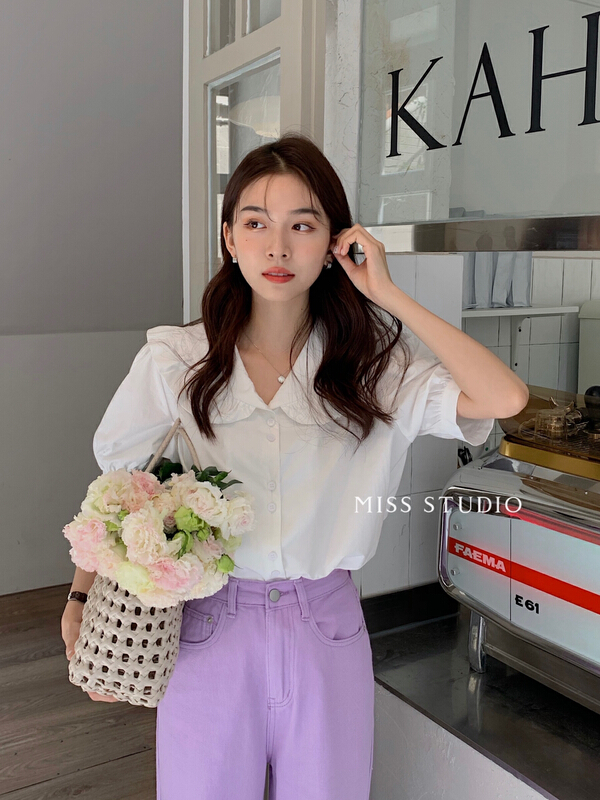 New in early summer! [miss miss miss home] baby collar shirt with fungus edge l6620# zjy