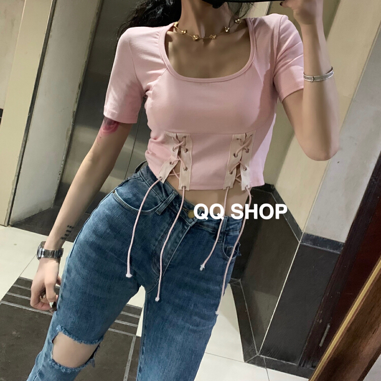 [QQ shop] small sexy slim stretch short sleeve T-shirt 9756# ozq