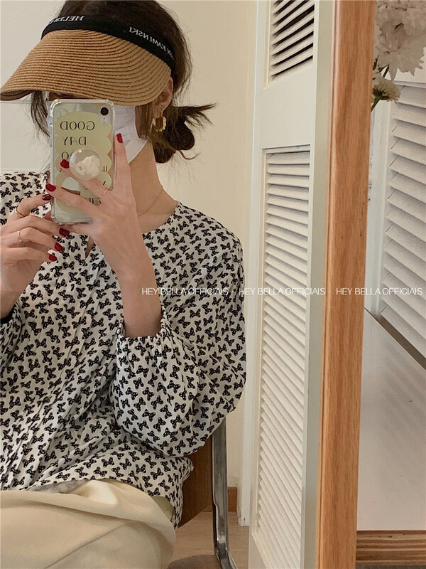 [hey Bella] single breasted crew neck comfortable shirt f028# ll