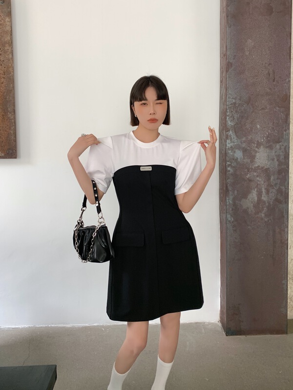 [Penny vogue] stitched vintage dress 65859# LSL