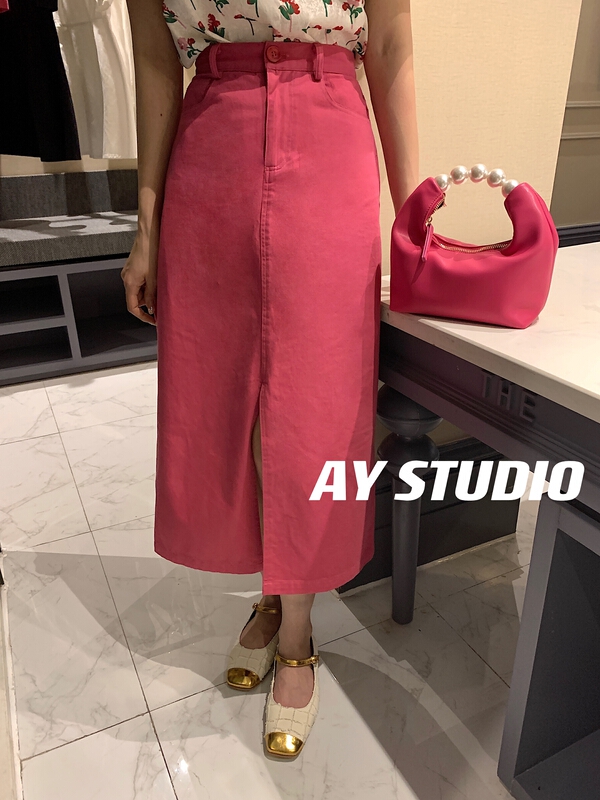 New in early summer! [ay studio] Korean split medium length denim skirt 66820# zxx