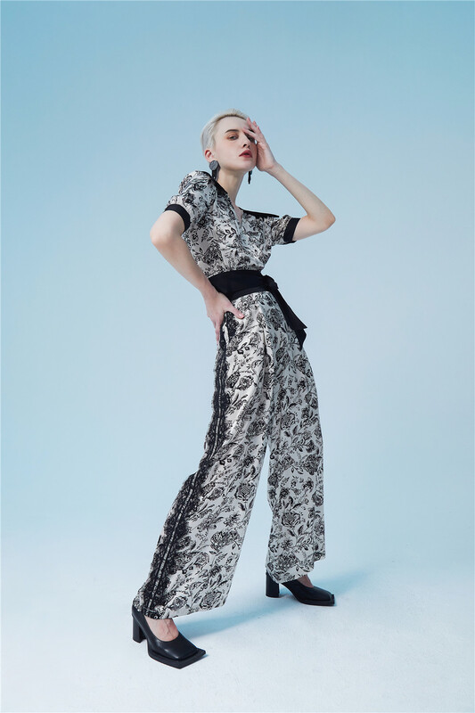 New in early summer! [kunswear] niche fashion lace lace wide leg casual pants 96802# XYJ