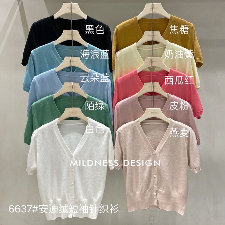 早春上新!【MILDNESS】時尚百搭V領單排扣針織衫  6637#  ZSY
