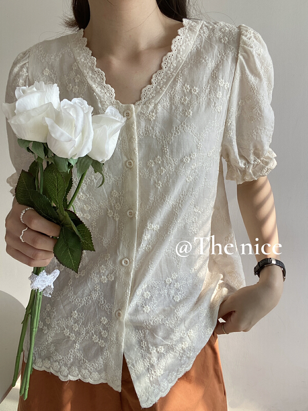 [the nice] V-neck lady's gentle shirt 9027# hjy