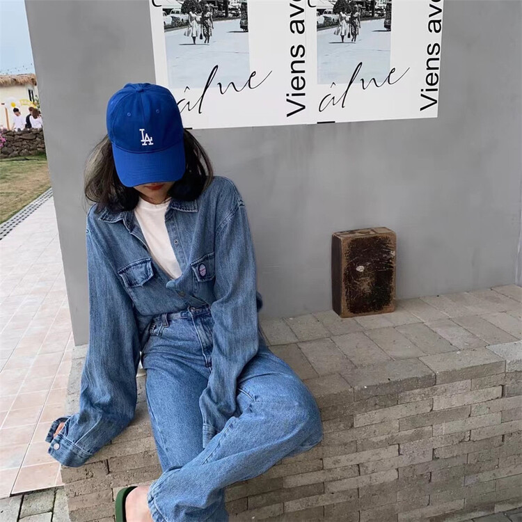 New in early summer! [one seven] Korean fashion versatile denim shirt ys1-nz1195# LSL