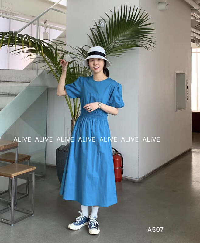 [alive] waist pleated elastic dress 121006# lwy
