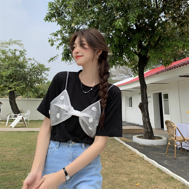 goods in stock! New in early summer! [timely rain] Han Feng ins design temperament suspender lace blouse 64223# WPL
