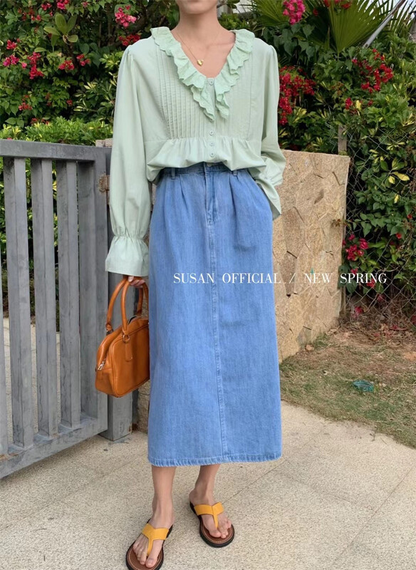 New year in early spring! [Susan] simple high waist thin denim skirt 81023# LSW