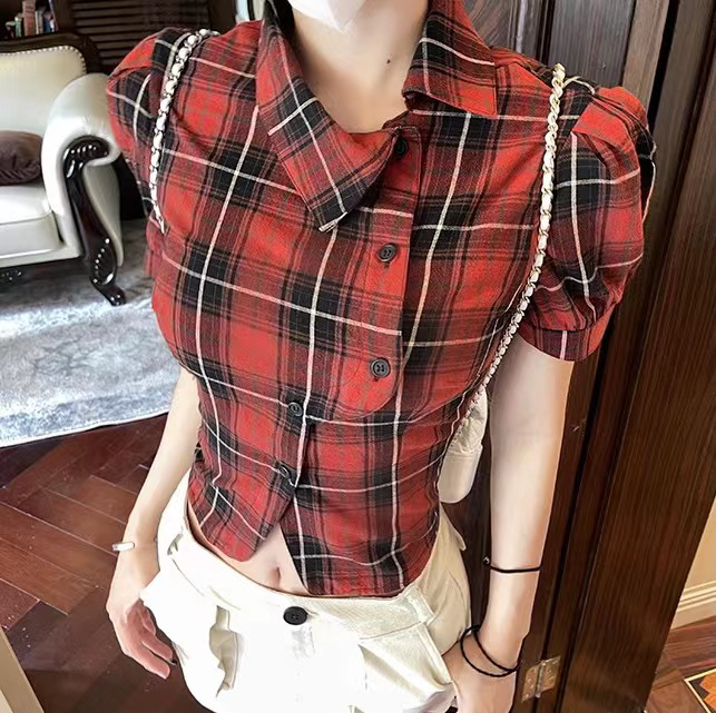 [are studio] irregular diagonal check shirt 81019# WPL