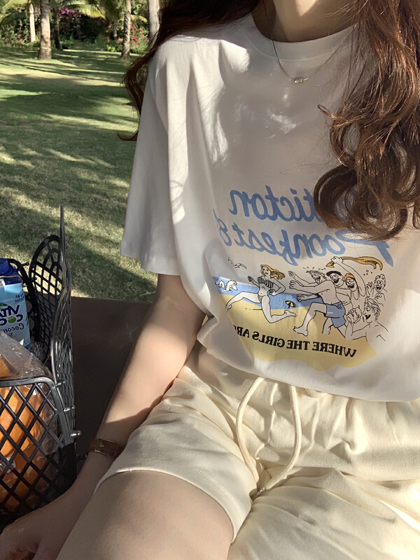 [T.G] Korean personalized printed Casual Short Sleeve T-shirt 17018# cqw