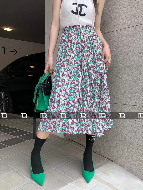 New in early summer! [tangdou original] broken flower pleated Korean skirt 9509# WTT