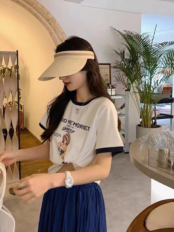 [vast charm] letter print loose short sleeve T-shirt 1093# CLS