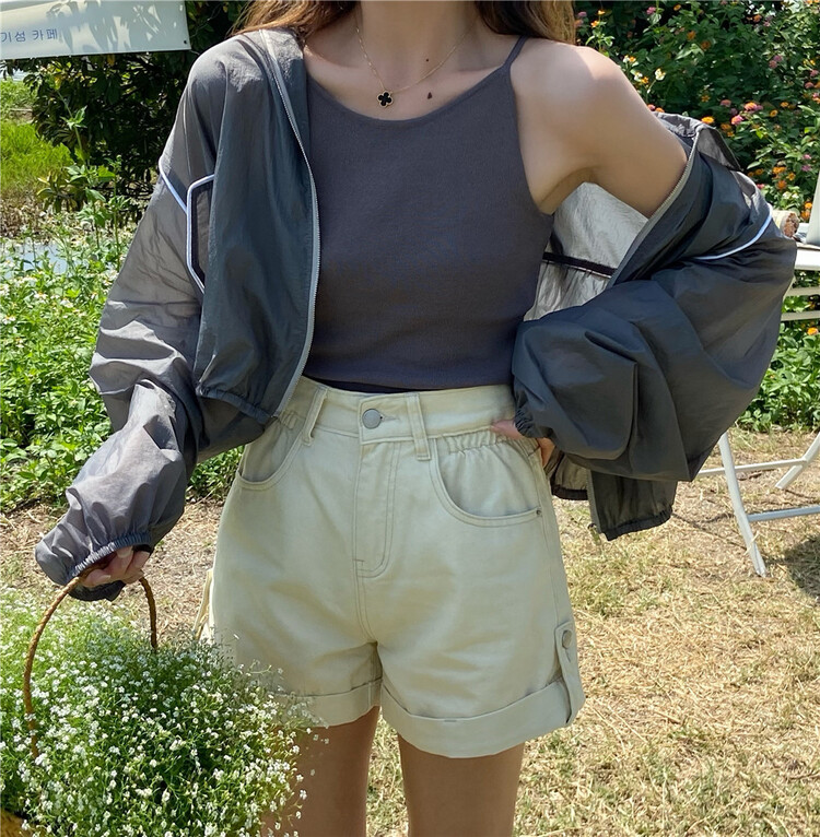 [Fifth] color stitching edge fashion thin short coat 8122# LSW