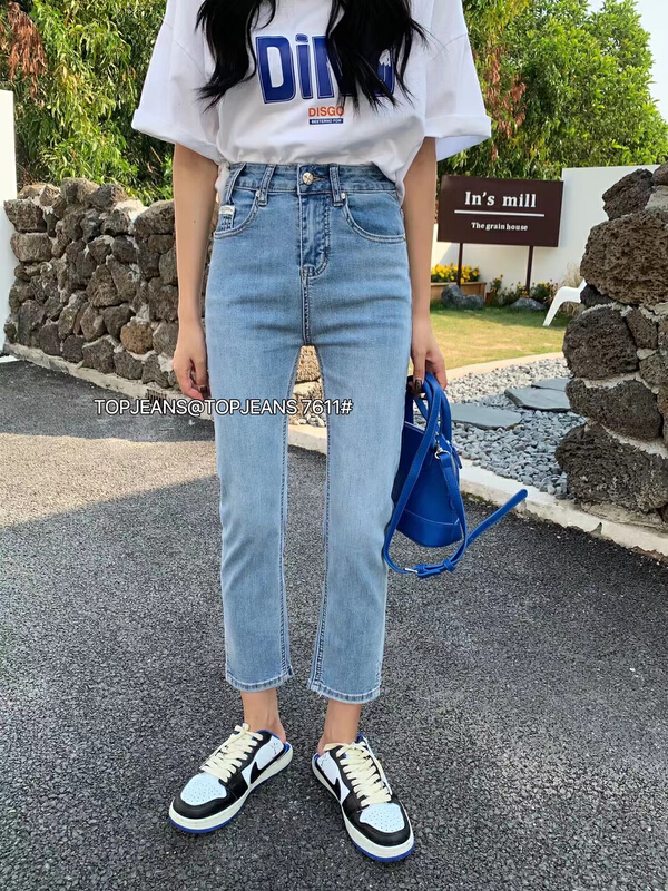 [top] Korean versatile straight jeans 7611# XJ