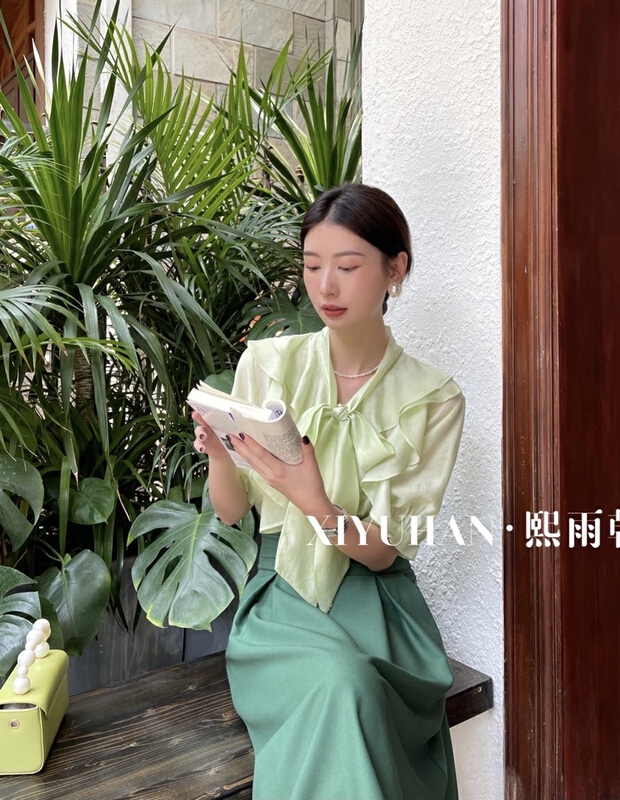 [xiyuhan] gentle wind lotus leaf edge temperament shirt ys2-9008# zxx